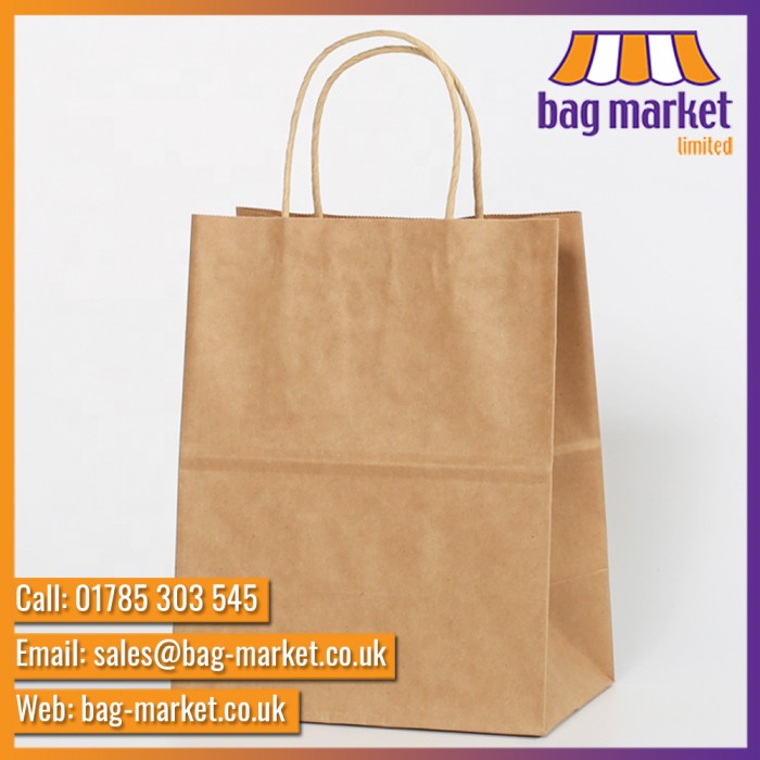 Accessory - 19 x 21.5 x 8cm - Brown Paper Carrier Bags - Twist Handles