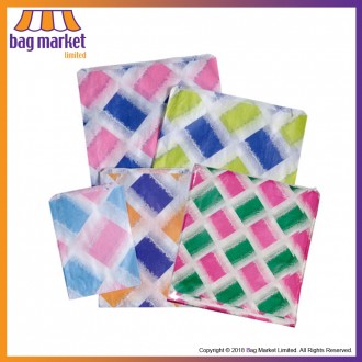 7" x 9" Small Diamond Design Paper Bags [39gsm] - Random Colour