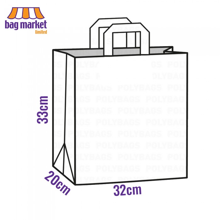 X-Large Brown SOS Paper Carrier Bags - 32cm x 33cm x 21cm
