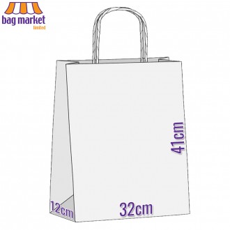 Large - 32 x 41 x 12cm - Brown Paper Carrier Bags - Twist Handles