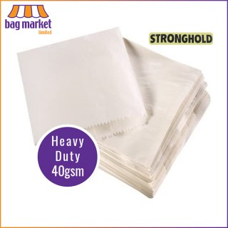 8.5" x 8.5" - Stronghold Heavy Duty (40gsm) White Greaseproof Paper Bags (1000 Bags) 8.5" x 8.5" - Stronghold Heavy Duty (40gsm) White Greaseproof Paper Bags (1000 Bags)