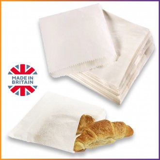 12" x 12" - White Greaseproof (Scotchban) Paper Bags - 37gsm - Heavy Duty
