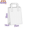 Large - 25cm x 30cm x 14cm - White SOS Paper Carrier Bags - Flat Handles, Takeaway
