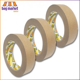 24mm Plain Kraft Paper Tape - Stikky Parcel Tape - 50 Metres