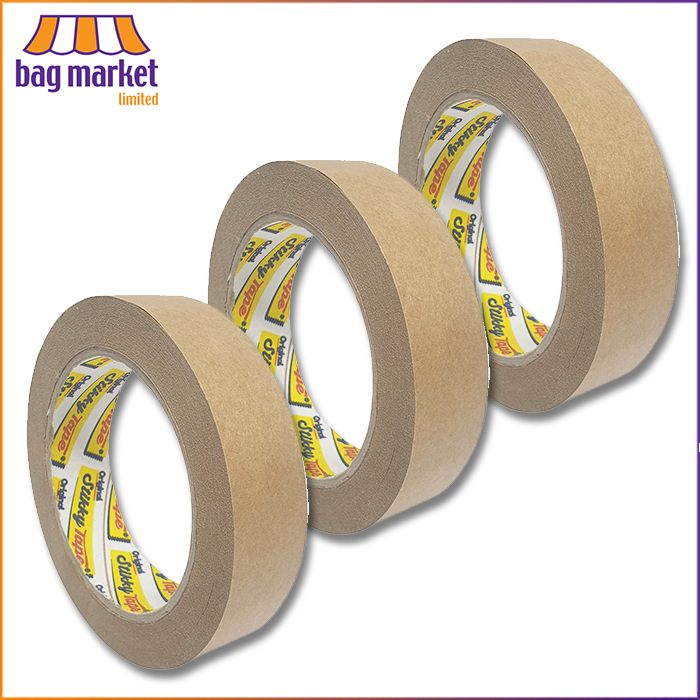 24mm Plain Kraft Paper Tape - Stikky Parcel Tape - 50 Metres
