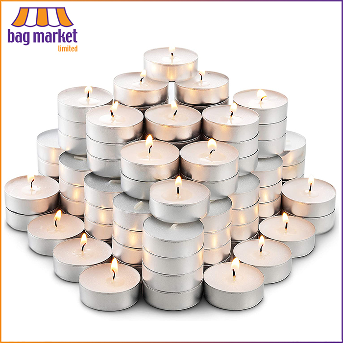 White Unscented Wax Tea Light Candles